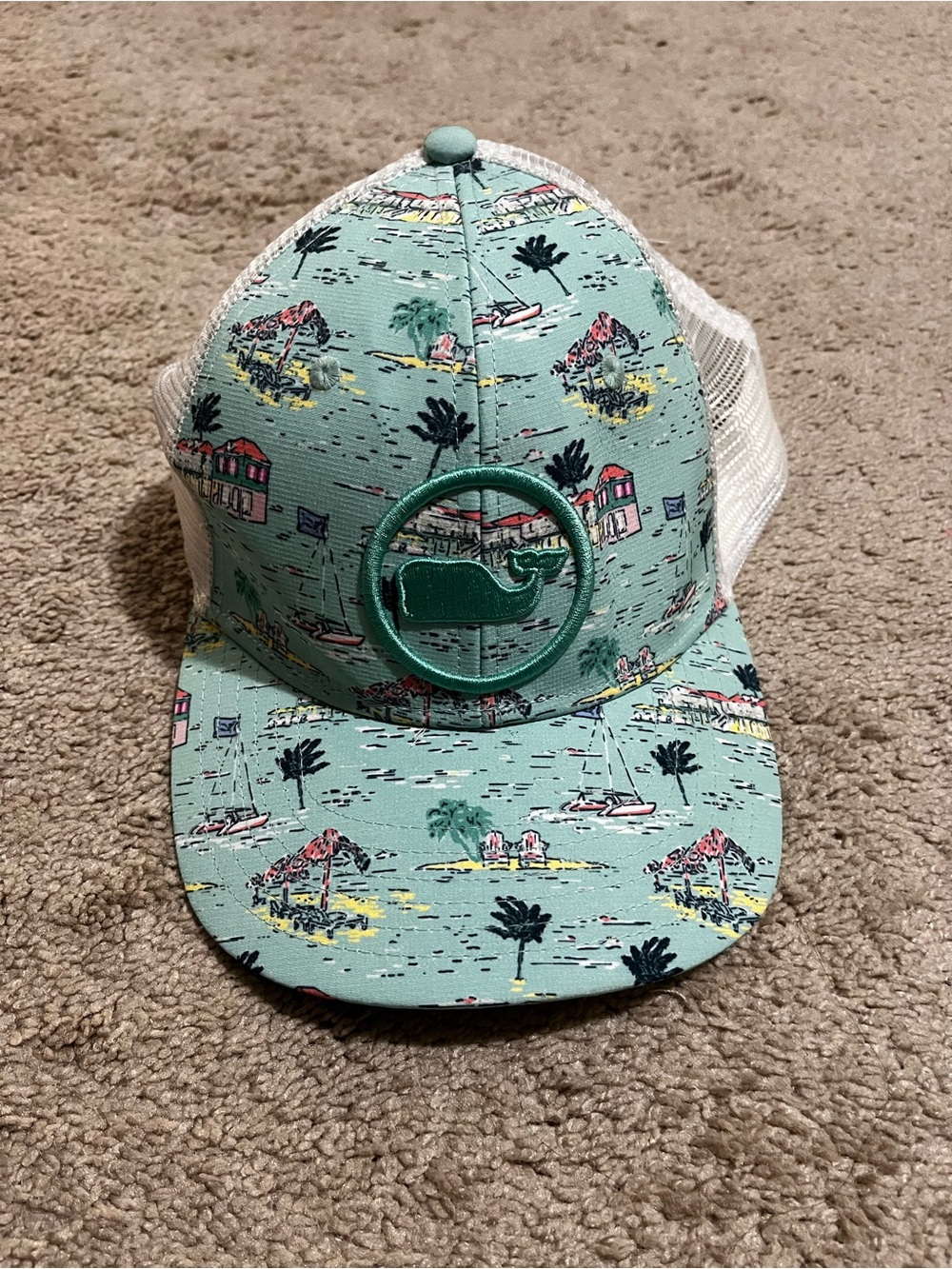 Vineyard Vines Mint Green Tropical Trucker Hat